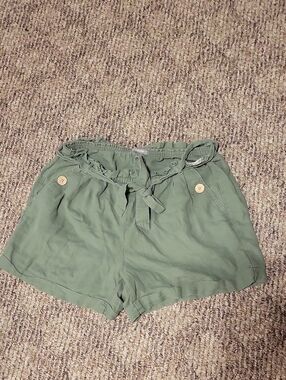Maurices Olive Green Elastic & Tie Waist Shorts